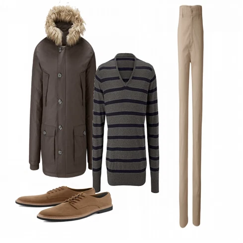 Braun Schuh Tchibo kombinieren mit Blau Strickjacke Tchibo