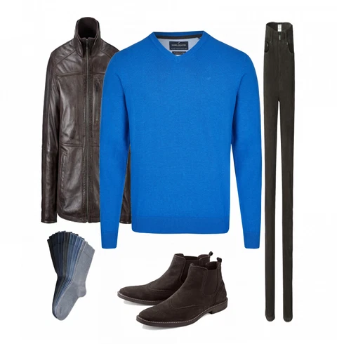 Blau Lederjacke Tchibo kombinieren