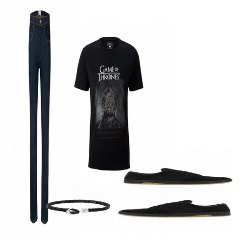 Schwarz Schmuck kombinieren mit Schwarz/Blau Casual T-Shirt Tchibo