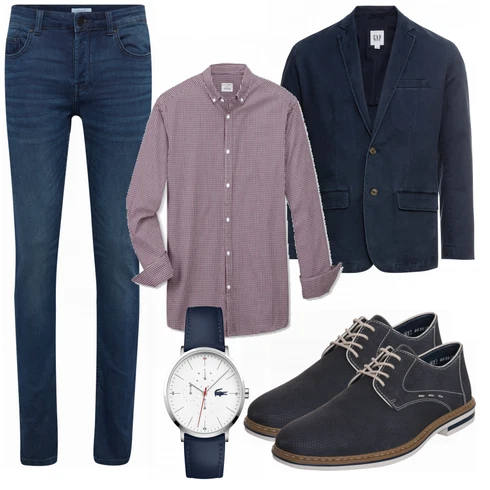 Grau/Lila Casual Hemd Tchibo kombinieren