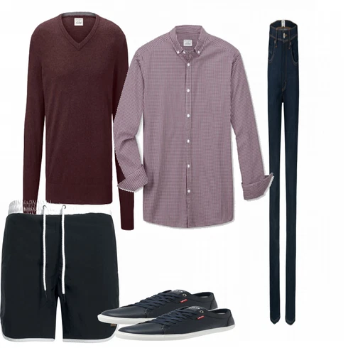 Grau/Lila Casual Hemd Tchibo kombinieren