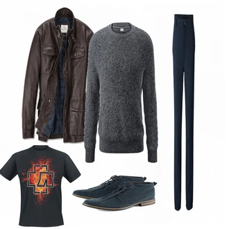 Outfit mit Blau/Grau Strickjacke Tchibo "Tchibo Stylish"