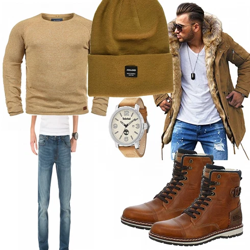 Braun Schuh/Winterschuh/Winter Parka Bullboxer kombinieren