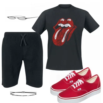 Outfit mit Grau Sneaker Vans "The Rolling Stones shirt"