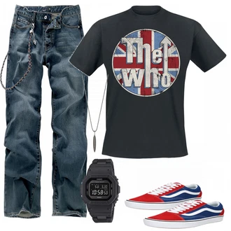 Outfit mit Rot/Rosa/Bordeaux/DunkelRot Kleid Große Größe Lascana "The Who shirt"