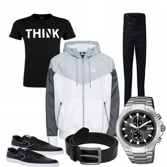 Outfit mit Schwarz Sneaker Nike "Think"