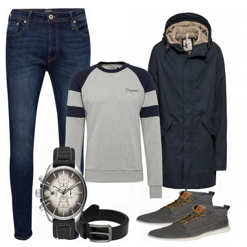 Grau Trachtenmode Timberland kombinieren mit Schwarz Gürtel Only & Sons