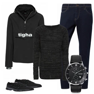 Outfit mit Mischfarben/Schwarz Hose Große Größe Tom Tailor "tigha"
