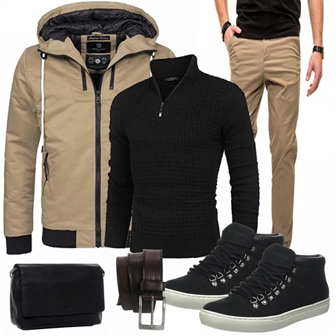 Schwarz Overall/Jacke Winter Parka COOFANDY kombinieren