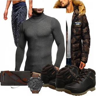 Outfit mit Braun Wintermantel/Winter Parka BOLF "Timberland"