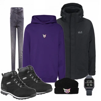 Outfit mit Schwarz/Weiß Stiefel Timberland "Timberland"