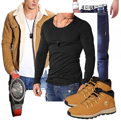 Orange Schuh Stiefel Timberland kombinieren