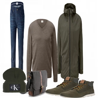 Outfit mit Grau Strickjacke Tchibo "TIMBERLAND"