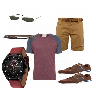 Outfit mit Braun/Weiß Hemd Indicode Jeans "Tom"