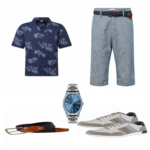 Blau Gürtel kombinieren mit Blau Casual Hemd Urban Classics