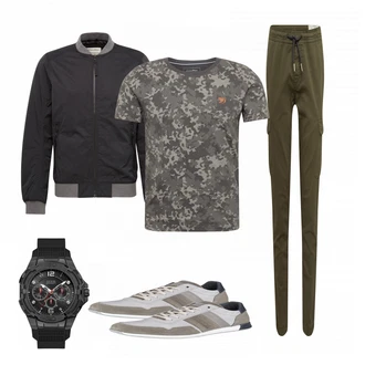 Outfit mit Grau Schuh Sneaker Bullboxer "Tom Tailor"