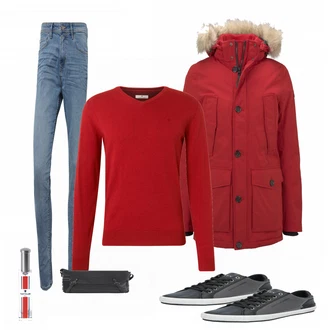 Outfit mit Schwarz Schuh Sneaker Guess "TOM TAILOR"