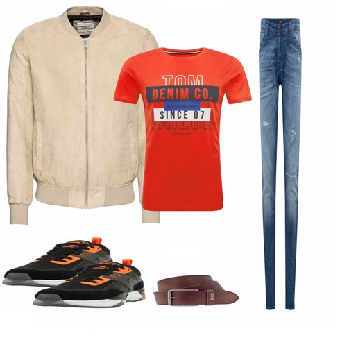 Rot Accessoire Gürtel Tom Tailor Denim kombinieren