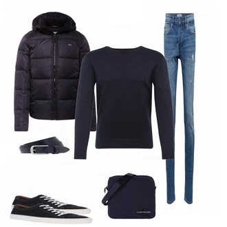 Winter Outfits mit Schwarz Unkategorisiert Tom Tailor, Blau Gürtel Tom Tailor "Tom Tailor Pullover"