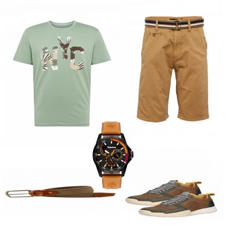 Outfit mit Braun Sneaker G-Star Raw "Tom Tailor Shirt"