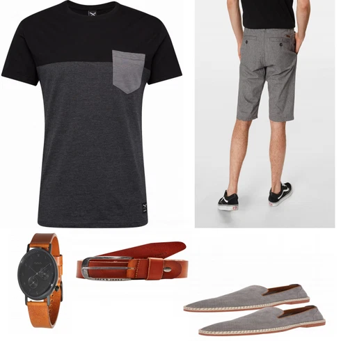 Grau Hausschuh About You kombinieren mit Rot Gürtel Jack & Jones