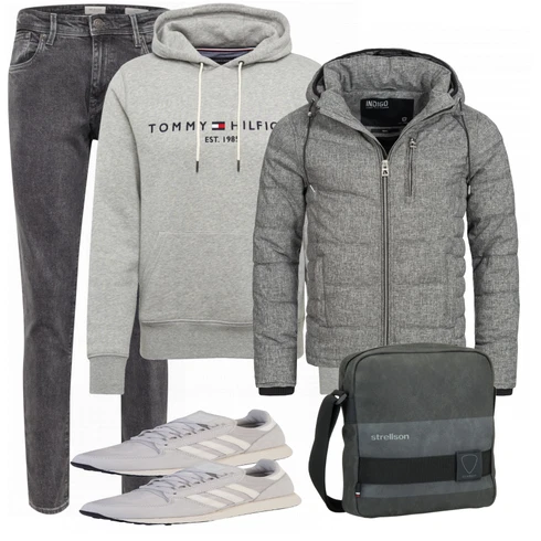Grau/Schwarz Accessoire Schultertasche Strellson kombinieren
