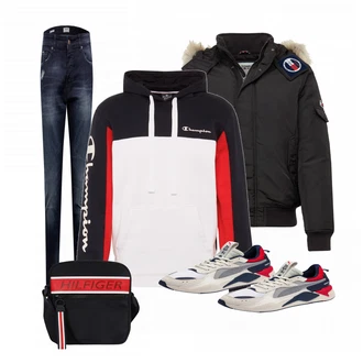 Outfit mit Beige Sneaker Puma "TOMMY HILFIGER"