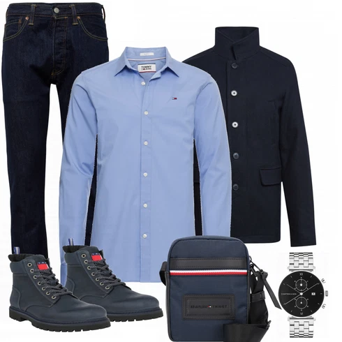 Blau Stiefel Tommy Jeans kombinieren