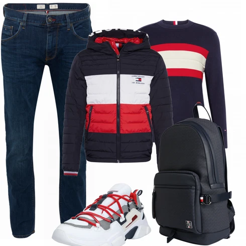 Blau Rucksack Tommy Hilfiger kombinieren