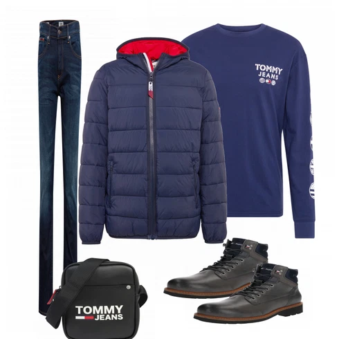 Blau T-Shirt Tommy Jeans kombinieren
