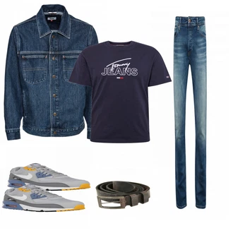 Outfit mit Blau Sneaker Nike "Tommy Jeans"