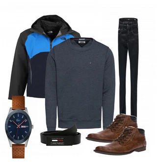 Outfit mit Beige Stiefel Mustang "Tommy"
