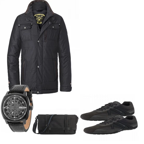 Schwarz Uhr Police kombinieren mit Sommer Schuh Geox