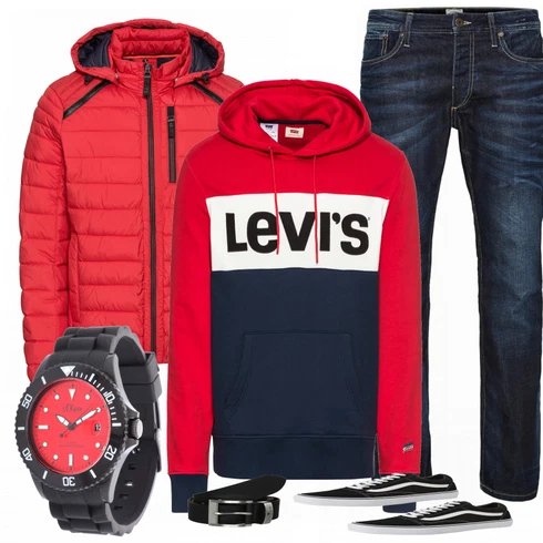 Schwarz Hose Jack & Jones kombinieren mit Weiß Schuh Sneaker Vans