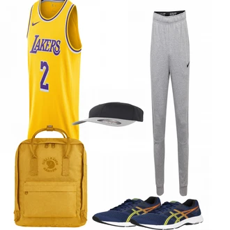 Outfit mit Gelb Nike, Gelb Rucksack Fjällräven "Trainingshosen fuer Herren"