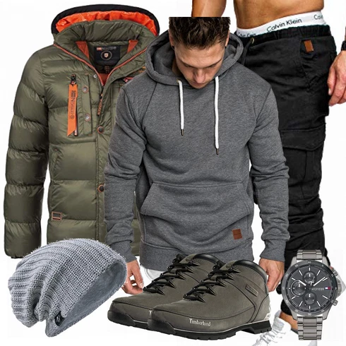 Grau Hut/Winter Parka VECRY kombinieren
