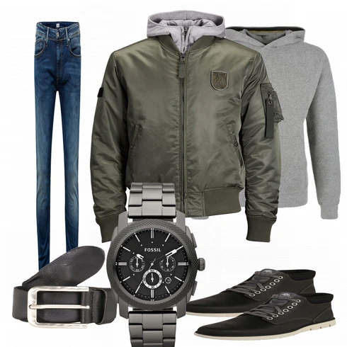 Grün/Schwarz Stiefel Timberland kombinieren