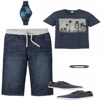 Outfit mit Blau Sneaker Tom Tailor "TShirt Blau"