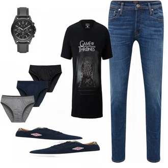 Sommer Outfits mit Blau Jeans Jack & Jones "TShirt Game of Thrones"