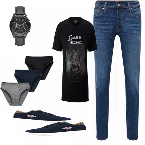 Schwarz/Blau Casual T-Shirt Tchibo kombinieren