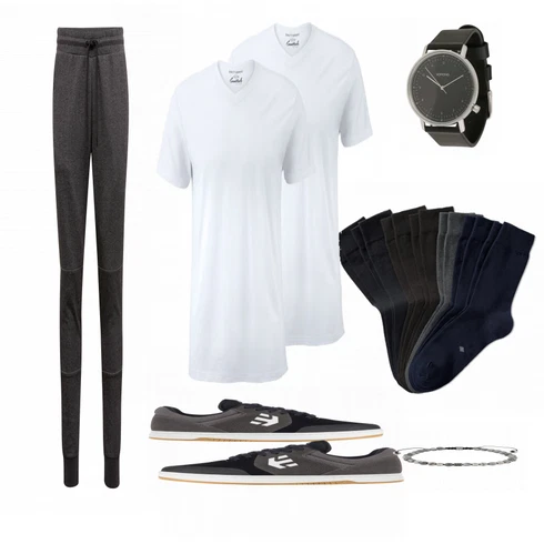 Grau Schmuck Royal-Ego kombinieren mit Blau/Weiß Casual T-Shirt Tchibo