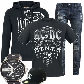 Outfit mit Schwarz/Dunkelgrau/Grau Leibchen/Shirtbody/Shaping Top & Kleid/Hemdchen/Bh Slip Set "Twistant"