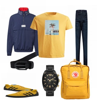 Outfit mit Gelb Sneaker Adidas "Uebergangsjacken fuer Herren"