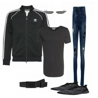 Outfit mit Schwarz Gürtel Diesel "Universum"