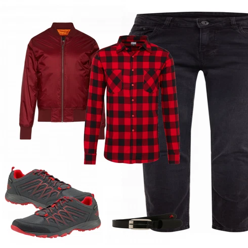 Rot Casual Hemd Urban Classics kombinieren
