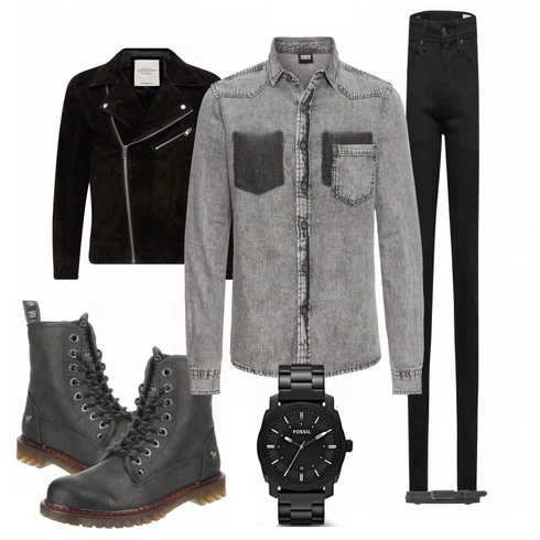 Grau Casual Hemd Urban Classics kombinieren