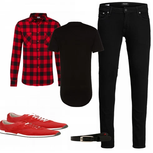 Rot Casual Hemd Urban Classics kombinieren