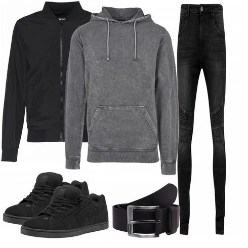 Schwarz Sommerjacke Urban Classics kombinieren mit Blau Gürtel levi's
