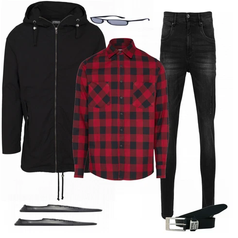 Rot Casual Hemd Urban Classics kombinieren