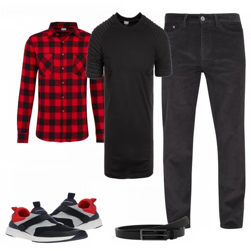 Rot Casual Hemd Urban Classics kombinieren